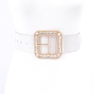 BNWT Plus Size Crystal Square Buckle Cleared Transparent Fashion Belt